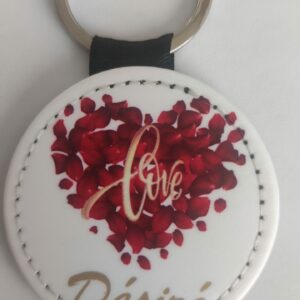 Porte clés en cuir rond